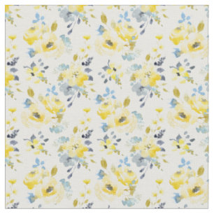 Waterverf Geel Floral Patroon Stof