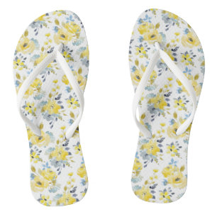 Waterverf Geel Floral Patroon Teenslippers