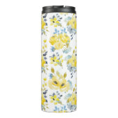 Waterverf Geel Floral Patroon Thermosbeker (Achterkant)