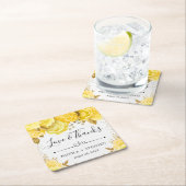 Waterverf Geel Glam Rozen bruiloft Kartonnen Onderzetters (Insitu)