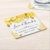 Waterverf Geel Glam Rozen bruiloft Kartonnen Onderzetters (Schuin)