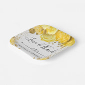 Waterverf Geel Glam Rozen bruiloft Papieren Bordje (Gebogen)