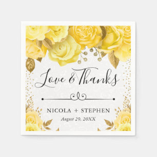 Waterverf Geel Glam Rozen bruiloft Servet
