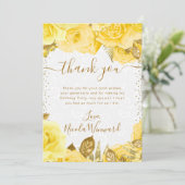 Waterverf Geel Glam Rozen Verjaardag Bedankkaart (Staand voorkant)