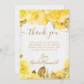 Waterverf Geel Glam Rozen Verjaardag Bedankkaart (Voorkant / Achterkant)