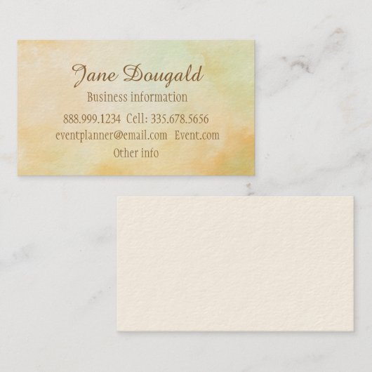 Waterverf Geel Gold Abstract Modern Elegant Visitekaartje (Voorkant / Achterkant)
