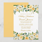 Waterverf Geel Goud Wit Elegant Weddenschap Kaart (Voorkant / Achterkant)