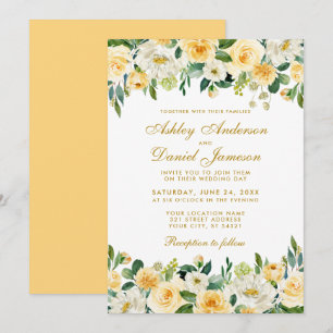 Waterverf Geel Goud Wit Elegant Weddenschap Kaart