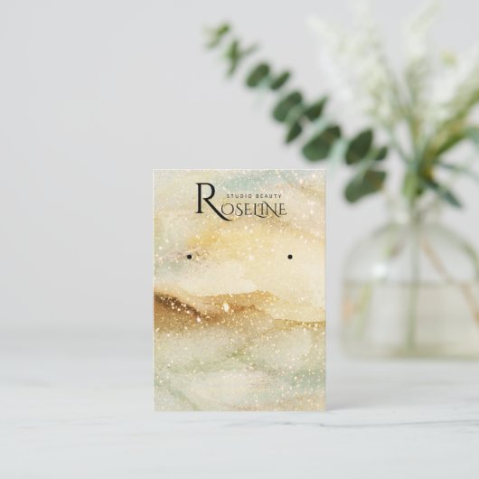 Waterverf Geel gouden glitter jewlery display Visitekaartje (Staand voorkant)