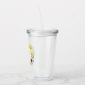 Waterverf Geel Grijs Bloemen Krans Bruiloft Acryl Drinkbeker (Links)