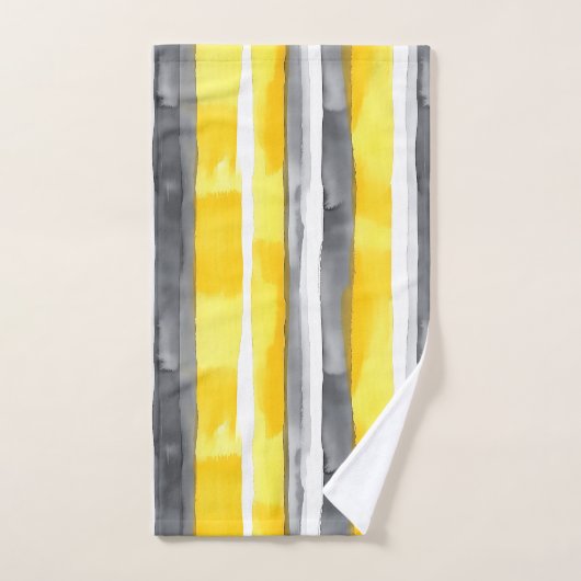 Waterverf Geel Grijs Wit Gestreept Bad Handdoek (Handdoek)