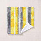 Waterverf Geel Grijs Wit Gestreept Bad Handdoek (Wasdoekje)