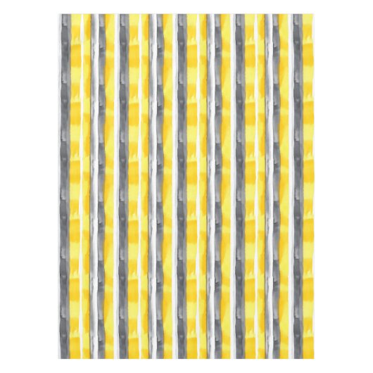 Waterverf Geel Grijs Wit Gestreept Tafelkleed (Voorkant)