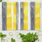 Waterverf Geel Grijs Wit Gestreept Theedoek (Gevouwen)