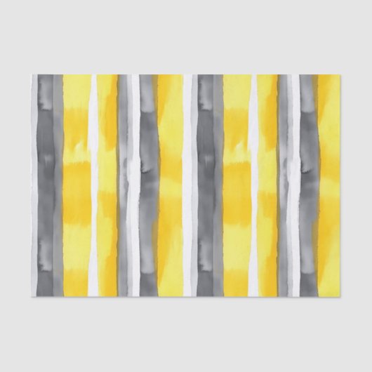 Waterverf Geel Grijs Wit Gestreept Tissuepapier (Voorkant)