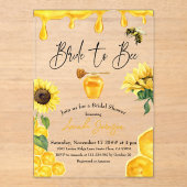 Waterverf Geel Honing Bruid Naar Bijen Vrijgezelle Acryl Uitnodigingen (Voorkant)
