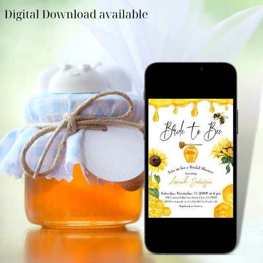 Waterverf Geel Honing Bruid Naar Bijen Vrijgezelle Kaart