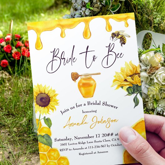 Waterverf Geel Honing Bruid Naar Bijen Vrijgezelle Kaart