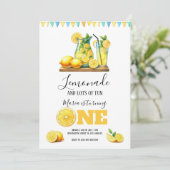 Waterverf Geel limonade 1e verjaardagsfeestje Kaart (Staand voorkant)