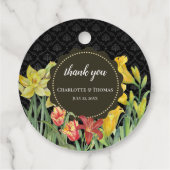 Waterverf Geel Oranje Lente Bloemen Damask Bedankjes Labels (Achterkant)