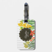 Waterverf Geel Oranje-lentevloerontwerp Bagagelabel (Achterkant verticaal)
