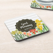 Waterverf Geel Oranje-lentevloerontwerp Bier Onderzetter (Linkerzijde)