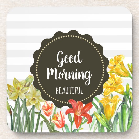 Waterverf Geel Oranje-lentevloerontwerp Bier Onderzetter (Voorkant)