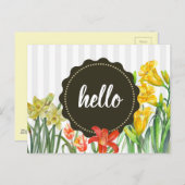 Waterverf Geel Oranje-lentevloerontwerp Briefkaart (Voorkant / Achterkant)