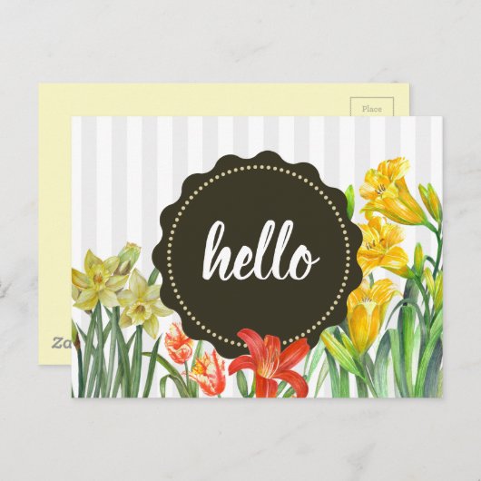 Waterverf Geel Oranje-lentevloerontwerp Briefkaart (Voorkant / Achterkant)