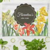 Waterverf Geel Oranje-lentevloerontwerp Theedoek (Gevouwen)