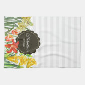 Waterverf Geel Oranje-lentevloerontwerp Theedoek (Horizontaal)