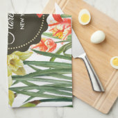 Waterverf Geel Oranje-lentevloerontwerp Theedoek (Quarter Fold)