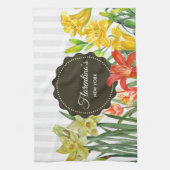 Waterverf Geel Oranje-lentevloerontwerp Theedoek (Verticaal)