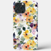Waterverf Geel Paars Bloemen Naadloos Patroon Case-Mate iPhone Case (Achterkant)