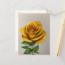 Waterverf geel roos schilderij briefkaart