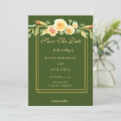 Waterverf Geel Rose Boeket Save the Date Kaart (Staand voorkant)