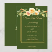 Waterverf Geel Rose Boeket Save the Date Kaart (Voorkant / Achterkant)