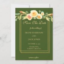 Waterverf Geel Rose Boeket Save the Date