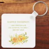 Waterverf geel Roses Floral Wreatmonogram Sleutelhanger (Achterkant)