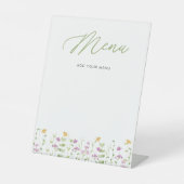 Waterverf Geel Roze menu Wilde bloem Reclamebord Met Voetstuk (Voorkant)