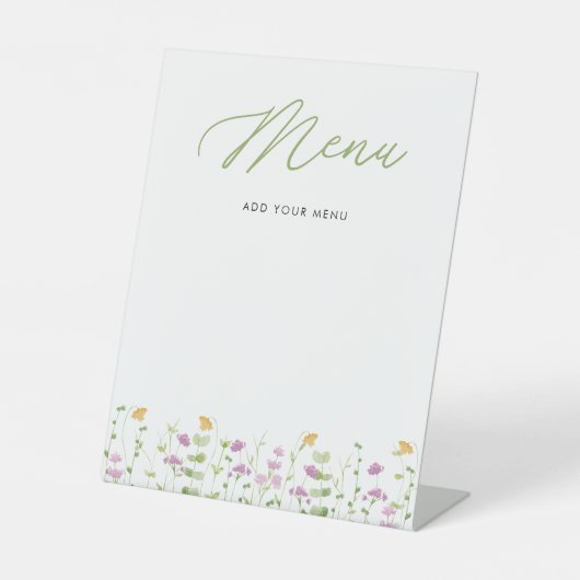 Waterverf Geel Roze menu Wilde bloem Reclamebord Met Voetstuk (Voorkant)