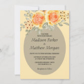 Waterverf geel rozen bruiloft kaart (Voorkant)