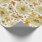 Waterverf Geel Sinaasappel Bloempatroon Cadeaupapier (Hoek)