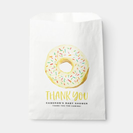 Waterverf geel sprinkle geglazuurd donut dank u bedankzakje (Voorkant)