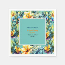 Waterverf geel tropisch groen baby shower