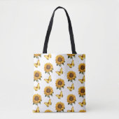 Waterverf geel vlinder zonnebloempatroon tote bag (Voorkant)