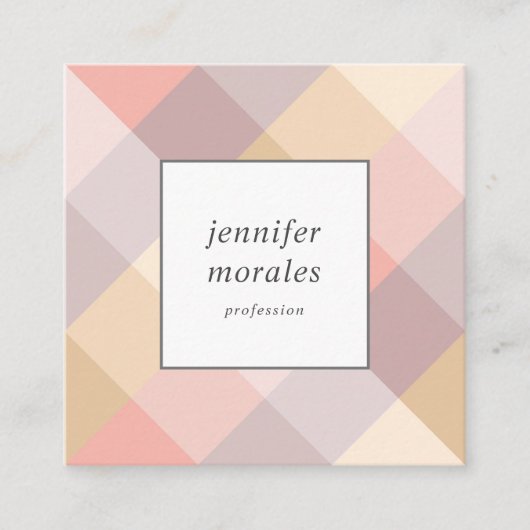 Waterverf Geel voor grijze roze roze muil Vierkante Visitekaartje (Voorkant)