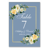 Waterverf Geel White Floral Gold Wedding Kaart (Achterkant)