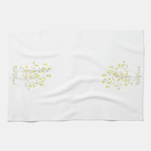 Waterverf geel Wildflower Theedoek (Horizontaal)