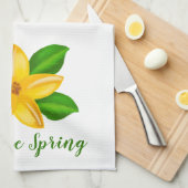 Waterverf Geel Wildflower Welkom Voorjaar Theedoek (Quarter Fold)